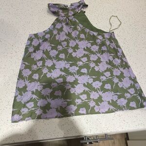 Green and Purple Floral Halter Top